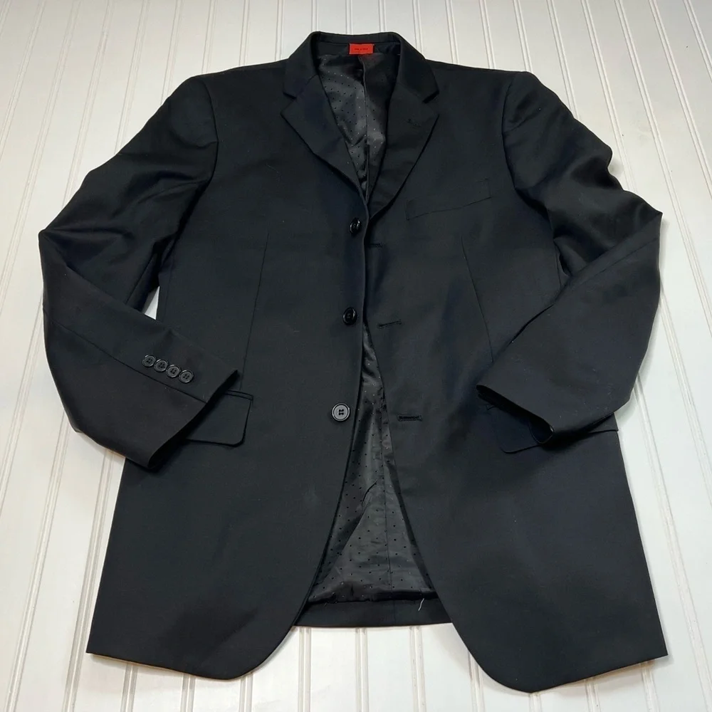Linea Uomo Blazer Mens 39 R Wool Black Suit Jacket Sport 3 Button